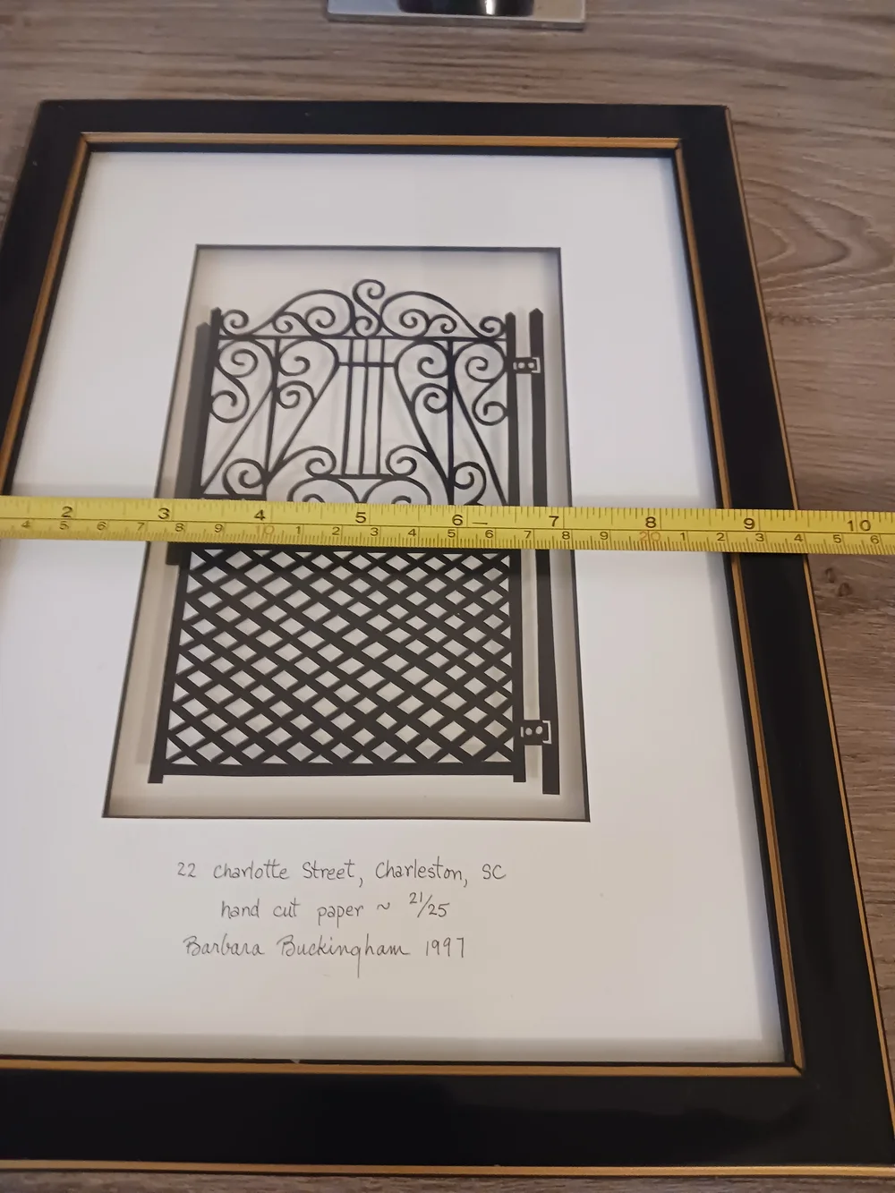 Framed Gate Art -Charleston Gates- Hand Cut Paper- Artist Signed 97